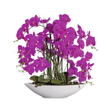 Planta Artificiala Orhidee Fluture Phalaenopsis In Vas 8 Ramuri H 70 Cm Lila