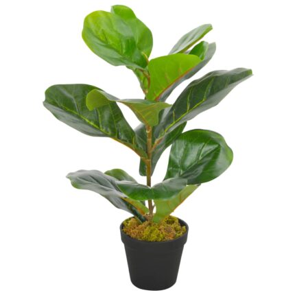 Planta artificiala ficus cu ghiveci, vidaXL, Plastic, 45 cm, Verde