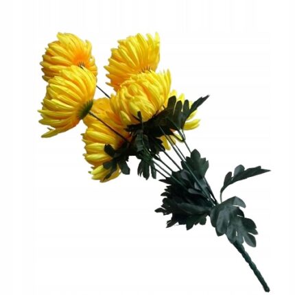 Buchet flori artificiale, ToTu Kupisz Taniej, Crizanteme, 5 ramuri, 60cm, Galben