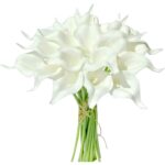 20 Bucati De Flori Artificiale din Crin Calla, Albe, Inaltime de 35 cm