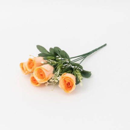 Buchet trandafiri artiificiali, 5 fire, culoare portocaliu, H 30, B.S.P. / SL078_5