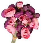 Buchet 36 flori artificiale, Satin, 30cm, Roz/Mov