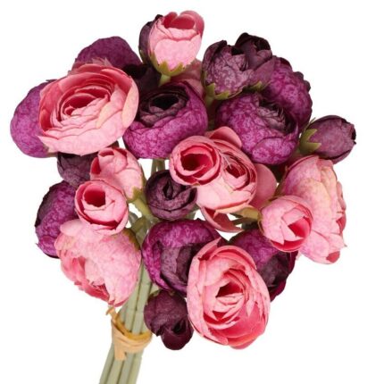 Buchet 36 flori artificiale, Satin, 30cm, Roz/Mov