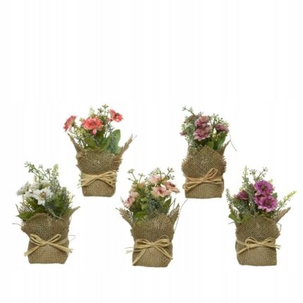 Set 5 plante artificiale in saci, Kaemingk, Plastic/Iuta, Multicolor, 17 cm