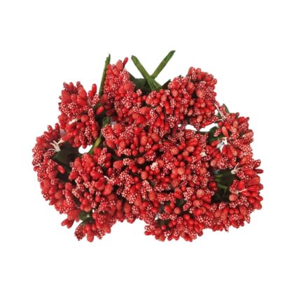 Flori artificiale stamine set 12 buchete, 3cm, Rosu