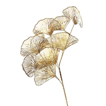 Planta decorativa, artificiala, GINKO, 60-70cm, pentru decoruri luxoase, Eclectic decor, Gold