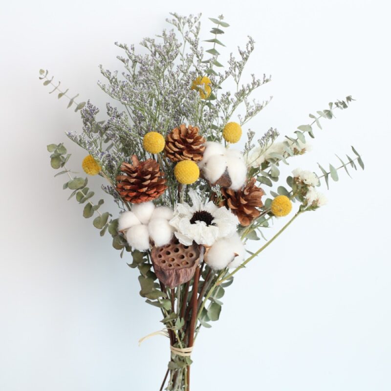 Buchet stil scandinav, flori uscate, colorat, 40cm, set 1 buchet