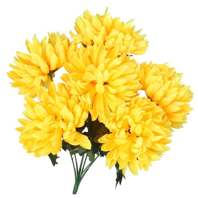 Buchet crizanteme artificiale, Plastic, Galben