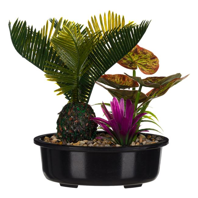 Ghiveci decorativ cu flori artificiale 22 cm