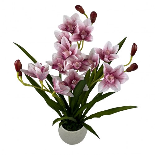 Floare artificiala, Orhidee roz cu aspect natural, 60 cm