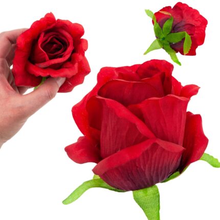 Culoare: rosie, Dimensiuni: 7x7x8cm, Set: 1 bucata, Plante artificiale, Roze wyrobowe