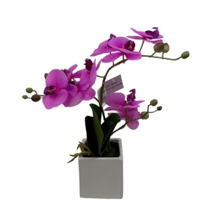 Floare artificiala, Orhidee roz cu aspect natural, 35 cm