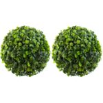 Set de 2 Bile Decorative din Iarba Artificiala AMRINUGL, 7 dimensiuni, pentru Decorare Masa si Gradina