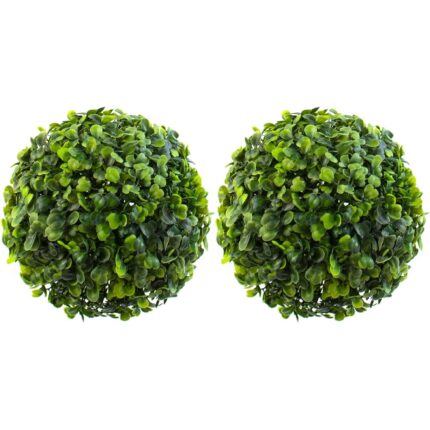 Set de 2 Bile Decorative din Iarba Artificiala AMRINUGL, 7 dimensiuni, pentru Decorare Masa si Gradina