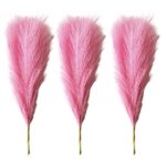 Set 3 fire Iarba de Pampas artificiala, 43.5 CM, Roz, MaffStuff