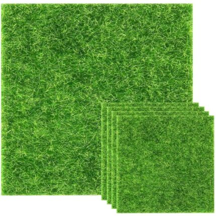Set 5 bucati Iarba artificiala pentru interior sau exterior, JeiibrZui, 15 x 15 cm / 30 x 30cm, Verde