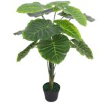 Planta artificiala Taro cu ghiveci vidaXL, 85 cm, verde
