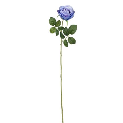 Planta decorativa artificiala, trandafir, albastru, 65cm