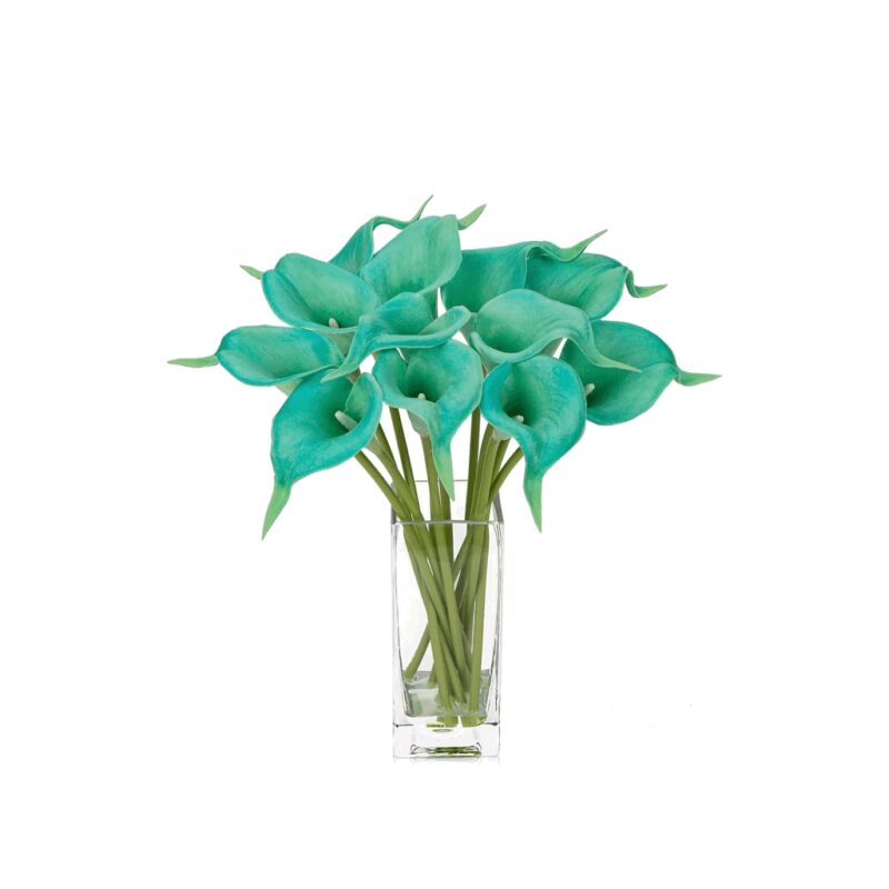 Buchet de 16 Crini Artificiali Calla intr-o Vaza de Sticla, TU93
