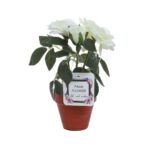Trandafiri artificiali in ghiveci, PAMI, F1021-8, 15 cm Alb