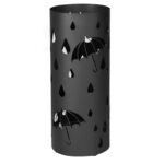 Suport umbrele rotund, Metal, Negru, 49 x Ø 195 cm