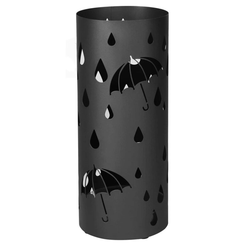 Suport umbrele rotund, Metal, Negru, 49 x Ø 195 cm