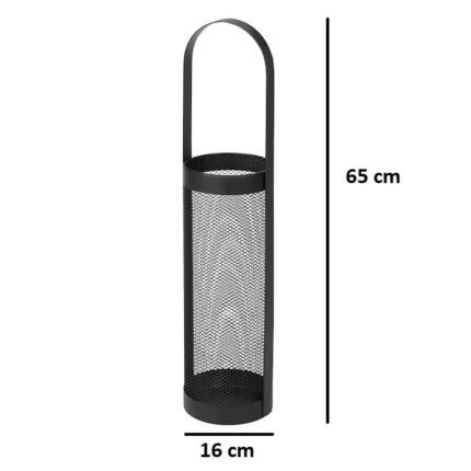 Suport pentru umbrela de ploaie VENITIVO® din plasa metalica, cu maner inalt, culoare negru, inaltime 65 cm si diametru 16 cm, accesoriul ideal pentru organizare