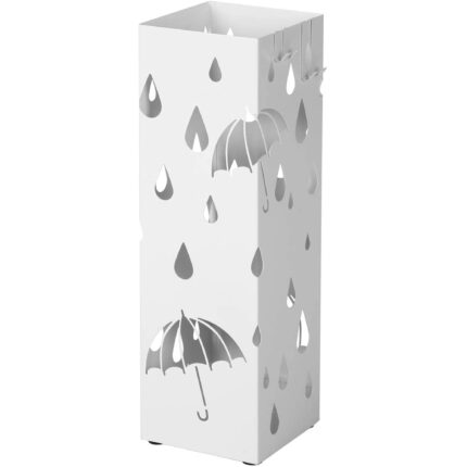 Suport Metalic Pentru Umbrele, MATKAM, 49 x 15.5 x 15.5 cm, Patrat, Modern, Metal, Alb