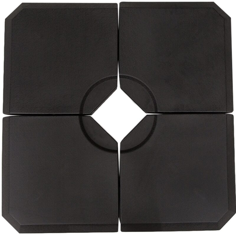 Set 4 piese suport umbrela Outsunny, umplutura apa/nisip, HDPE, negru, 100x100x9.5cm