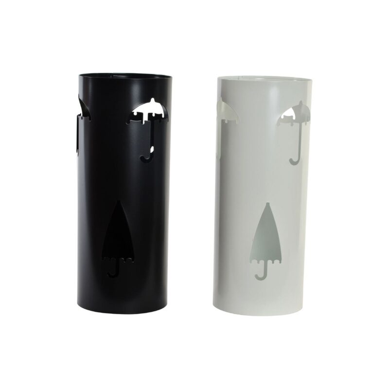 Set 2 Suporturi pentru umbrele DKD Home Decor, 19x47cm, alb-negru, otel