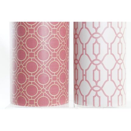 Suport umbrele DKD Home Decor, canvas si lemn, alb portocaliu, 23x23x54,5 cm