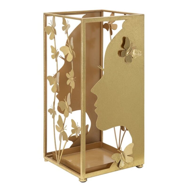 Suport Umbrele Mauro Ferrettii Glam Face 24X22,5X48,5 cm, Auriu