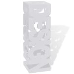 Suport patrat pentru depozitare umbrela si baston, otel, 48,5cm, alb 242467