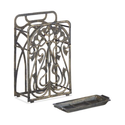 Suport dreptunghiular pentru umbrele/bastoane, vintage, dimensiuni 48,5 x 30,5 x 16 cm, maro, Relaxdays