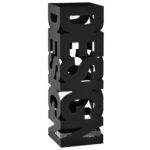Suport patrat pentru umbrele si bastoane, vidaXL, Model design, Otel, 15,5 x 15,5 x 48,5 cm, Negru