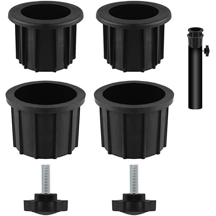 Set 6 inele de fixare umbrela, Plastic/Inox, M8, Negru