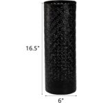 Suport umbrela rotund, metalic, design perforat, negru, 42x15cm