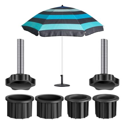 Accesorii pentru suport umbrele, Mmgoqqt, set 2 piese, rezistent la vant, negru, pentru stalpi de 5.5cm