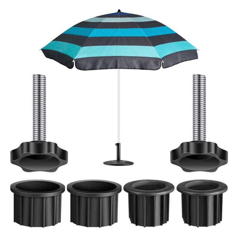 Accesorii pentru suport umbrele, Mmgoqqt, set 2 piese, rezistent la vant, negru, pentru stalpi de 5.5cm