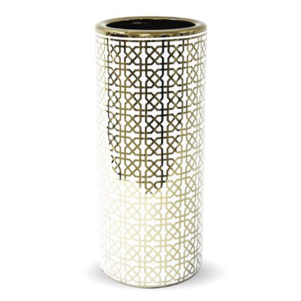 Suport umbrele, ceramica, auriu/alb, 47x20, 5x20, 5 cm