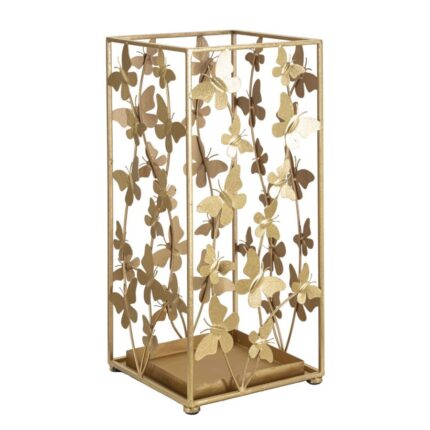 Suport Umbrele Mauro Ferretti Butterfly 22,5X22,5X48,5 cm, Auriu