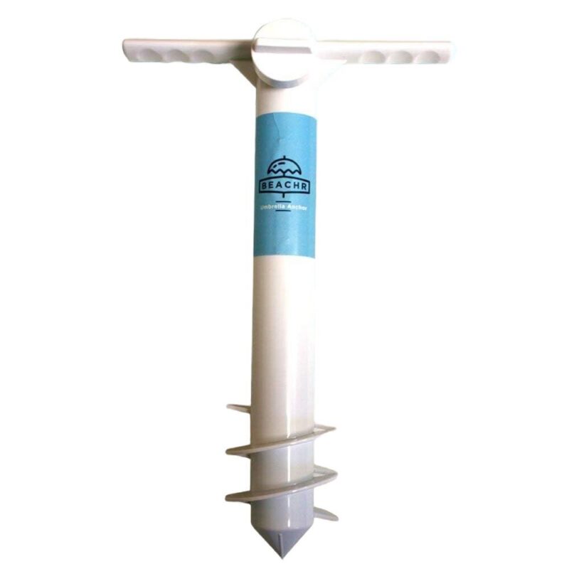 Suport de ancorare pentru umbrela de plaja, Plastic, 24x38cm, Alb/Albastru
