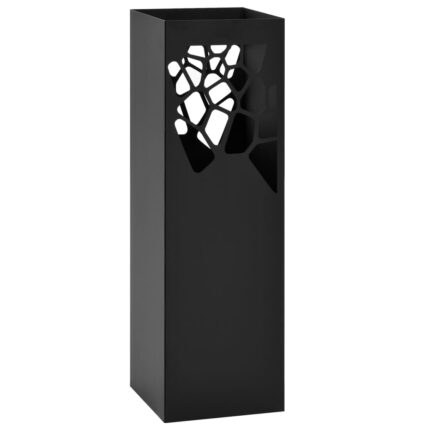 Suport patrat pentru umbrele si bastoane, vidaXL, Model pietre, Otel, 15,5 x 15,5 x 48,5 cm, Negru