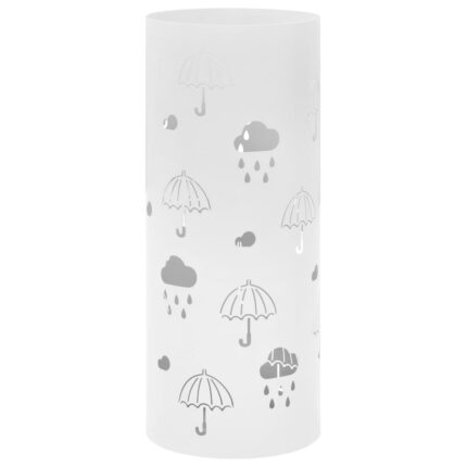 Suport umbrele, Zakito Europe, otel, cu tava detasabila, 20 x 48.5 cm, alb