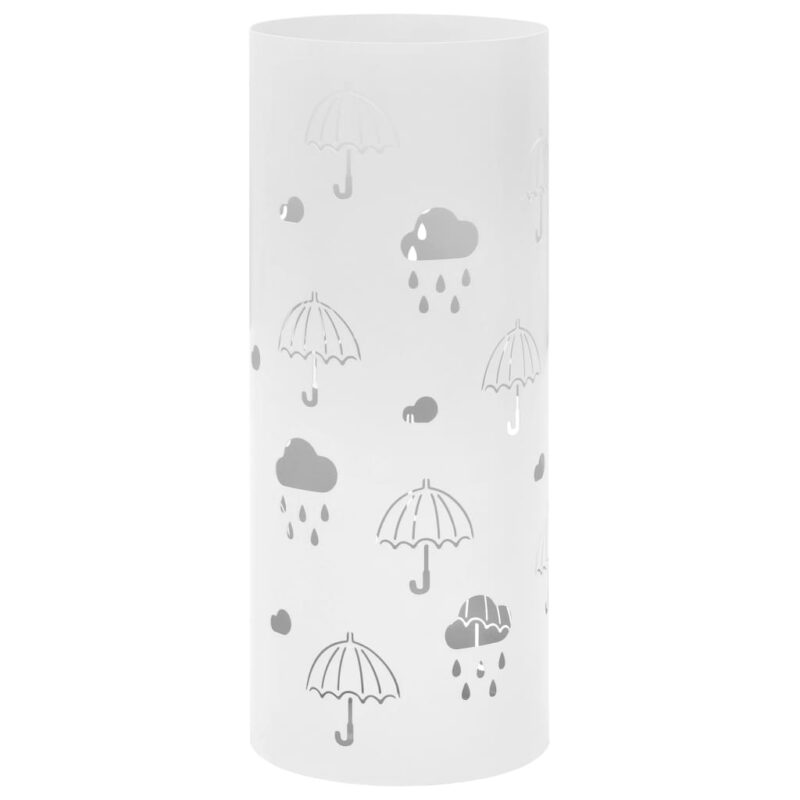 Suport umbrele, Zakito Europe, otel, cu tava detasabila, 20 x 48.5 cm, alb