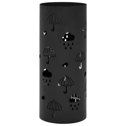 Suport umbrele, Zakito Europe, Otel, Tava picurare, 20 x 48.5 cm, Negru