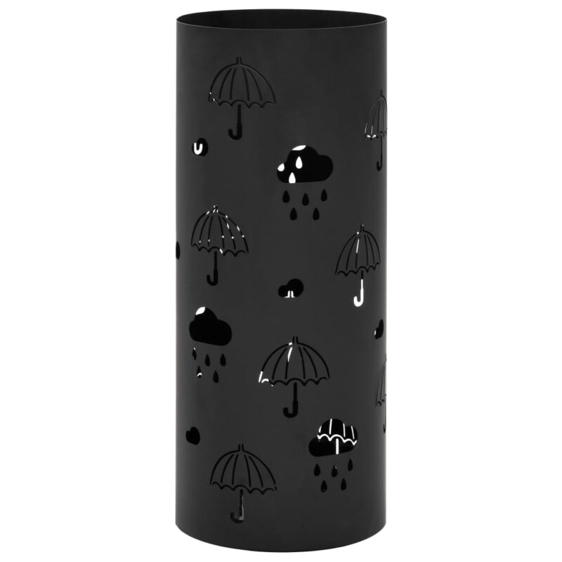 Suport umbrele, Zakito Europe, Otel, Tava picurare, 20 x 48.5 cm, Negru