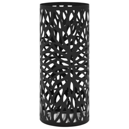 Suport pentru umbrele cu tava detasabila, Zakito Europe, Otel, 20 x 48.5 cm, Negru