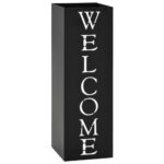 Suport patrat pentru umbrele si bastoane, vidaXL, Model welcome, Otel, 15,5 x 15,5 x 48,5 cm, Negru