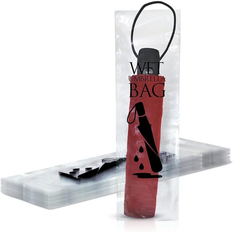 Set 100 pungi pentru umbrele, Mmgoqt, plastic, transparent